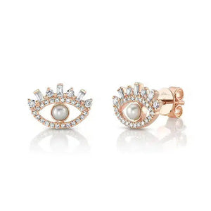 Evil Eye Pearl Earrings-S24