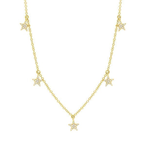 Five Star Drop Diamond Necklace-S24