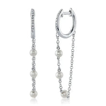 Floating Pearl Chain Hoops-S24