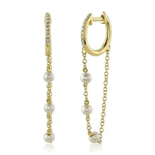 Floating Pearl Chain Hoops-S24