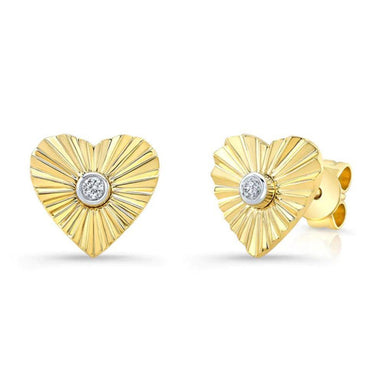 Fluted Heart Stud Studs-S24