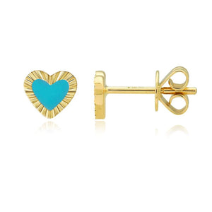 Fluted Turquoise Heart Earrings-S24