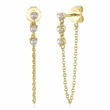 Front Back 3 Pearl Chain Earrings-S24