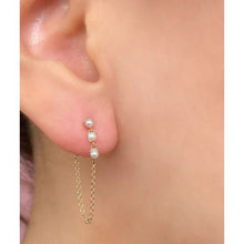 Front Back 3 Pearl Chain Earrings-S24