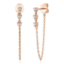 Front Back 3 Pearl Chain Earrings-S24