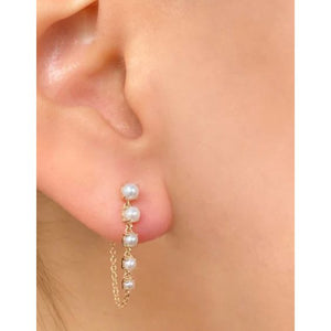 Front Back 5 Pearl Chain Earrings-S24