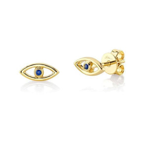 Gold Evil Eye Sapphire Earrings-S24