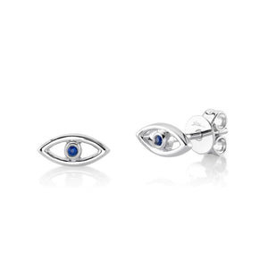 Gold Evil Eye Sapphire Earrings-S24