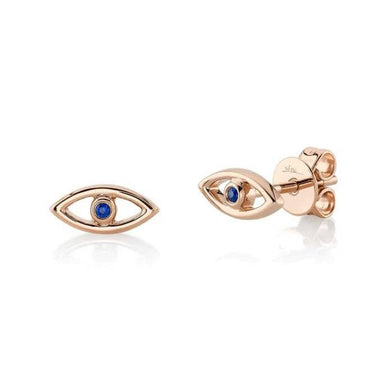 Gold Evil Eye Sapphire Earrings-S24