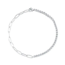 Half and Half Bezel Diamond Link Bracelet-S24