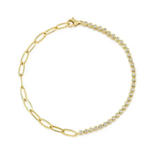 Half and Half Bezel Diamond Link Bracelet-S24