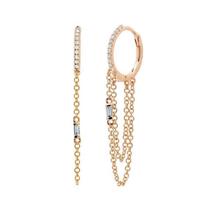 Hoop and Baguette Chain Earrings-S24