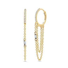 Hoop and Baguette Chain Earrings-S24