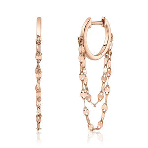 Huggie Sparkle Chain Hoops-S24