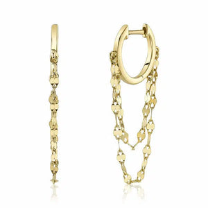 Huggie Sparkle Chain Hoops-S24