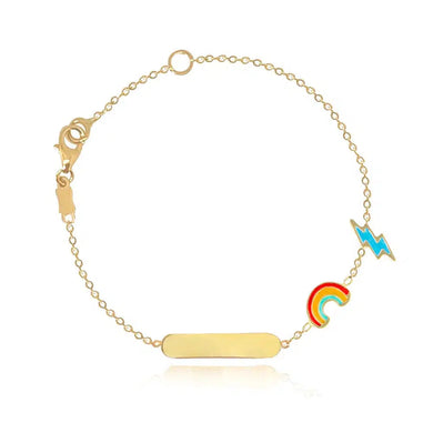Kids Enamel Rainbow and Lightening Bolt ID Bracelet-S24