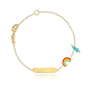 Kids Enamel Rainbow and Lightening Bolt ID Bracelet-S24