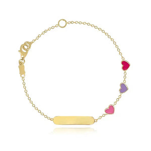 Kids Enamel Three Heart ID Bracelet-S24