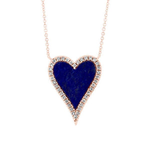 Lapis Medium Heart Necklace-S24