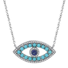 Large Sapphire and Turquoise Evil Eye Necklace-S24