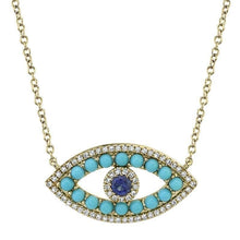 Large Sapphire and Turquoise Evil Eye Necklace-S24