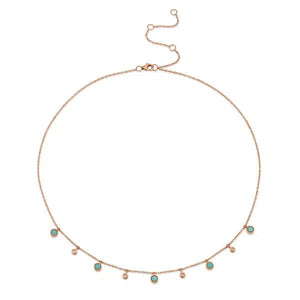 Large Turquoise and Diamond Drop Necklace-S24