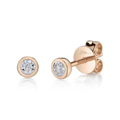 Mini Diamond Bezel Stud Earrings-S24