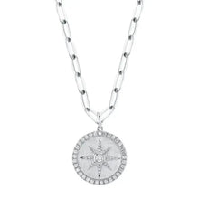 Paperclip Diamond Circle Starburst Necklace-S24