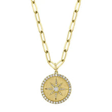 Paperclip Diamond Circle Starburst Necklace-S24
