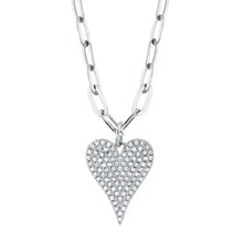 Paperclip Diamond Heart Necklace-S24
