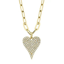 Paperclip Diamond Heart Necklace-S24