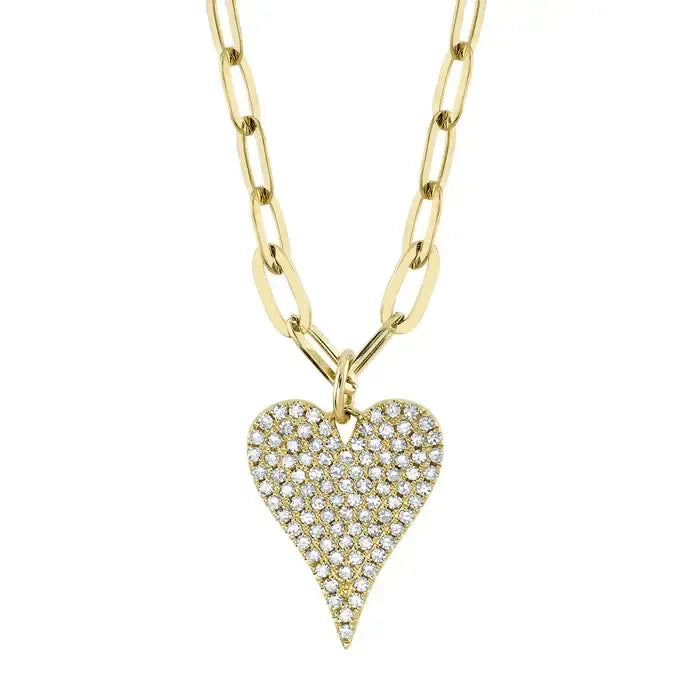 Paperclip Diamond Heart Necklace-S24