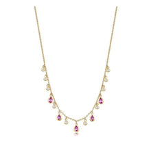 Pear Pink Sapphire Diamond Drop Necklace-S24
