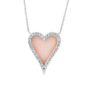 Pink Opal Medium Heart Necklace-S24