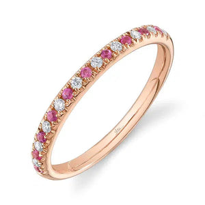 Pink Sapphire and Diamond Skinny Band-S24