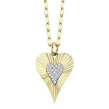 Ribbed Sparkle Heart Necklace-S24