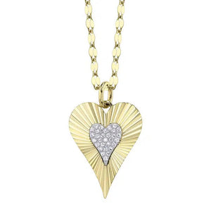 Ribbed Sparkle Heart Necklace-S24