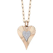 Ribbed Sparkle Heart Necklace-S24