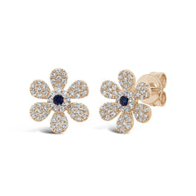 Sapphire Small Flower Stud Earrings-S24
