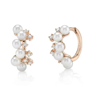 Scattered Pearl and Diamond Hoops-S24