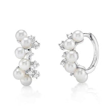 Scattered Pearl and Diamond Hoops-S24