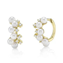 Scattered Pearl and Diamond Hoops-S24