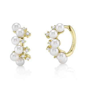 Scattered Pearl and Diamond Hoops-S24