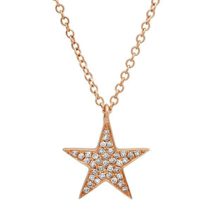 Single Star Drop Diamond Necklace-S24
