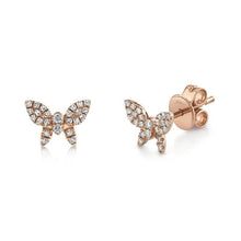 Small Diamond Butterfly Stud Earrings-S24