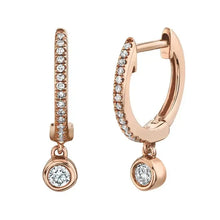 Small Diamond Hoop Diamond Drop Earrings-S24