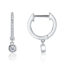 Small Diamond Hoop Diamond Drop Earrings-S24