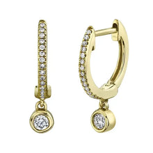 Small Diamond Hoop Diamond Drop Earrings-S24