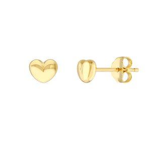 Small Puff Polished Heart Studs-S24