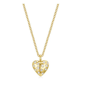 Small Puffy Diamond Heart Necklace-S24
